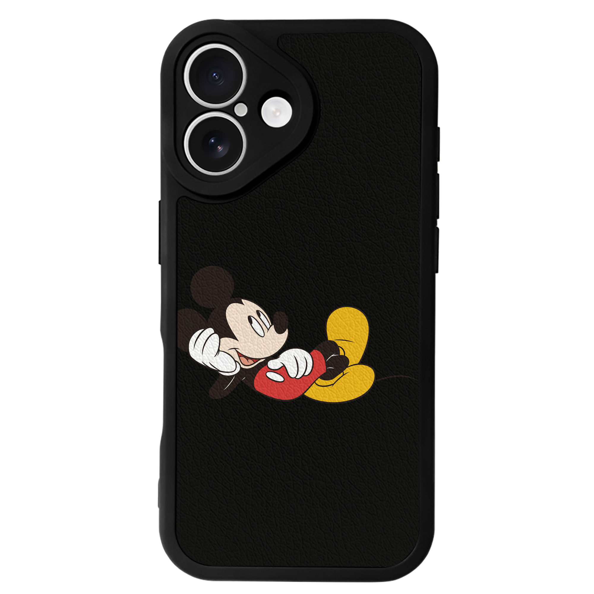 （画像用） ミッキーマウス Mickey Mouse 【iPhone 16シリーズ対応】シリコンスマホケース（レザー調） 材質：シリコン